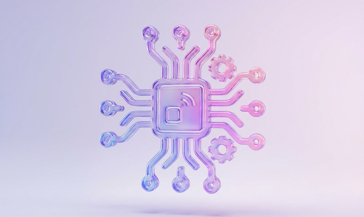 Firefly_Gemini Flash_replace the ring with simple IoT & Embedded Systems icon liquid glass without change 707200